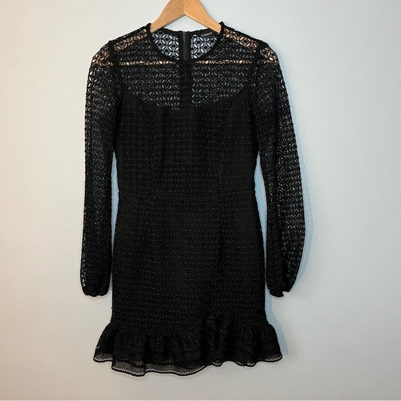 Bardot X Revolve Savannah Long Sleeve Carbon Black Lace Mini Dress Size Small - Picture 3 of 16